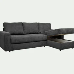 Canapé d'angle réversible convertible en tissu tramé - gris ardoise