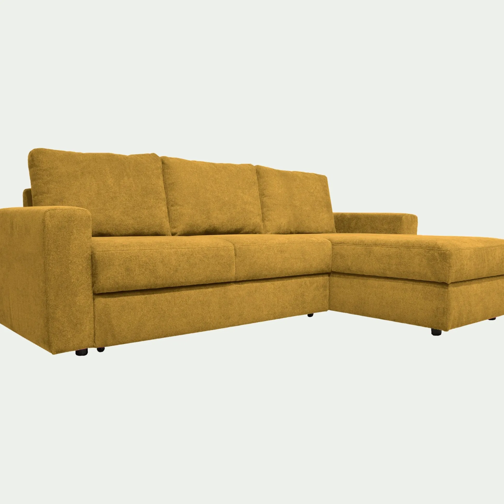 Canapé d'angle réversible convertible en tissu tramé - jaune argan