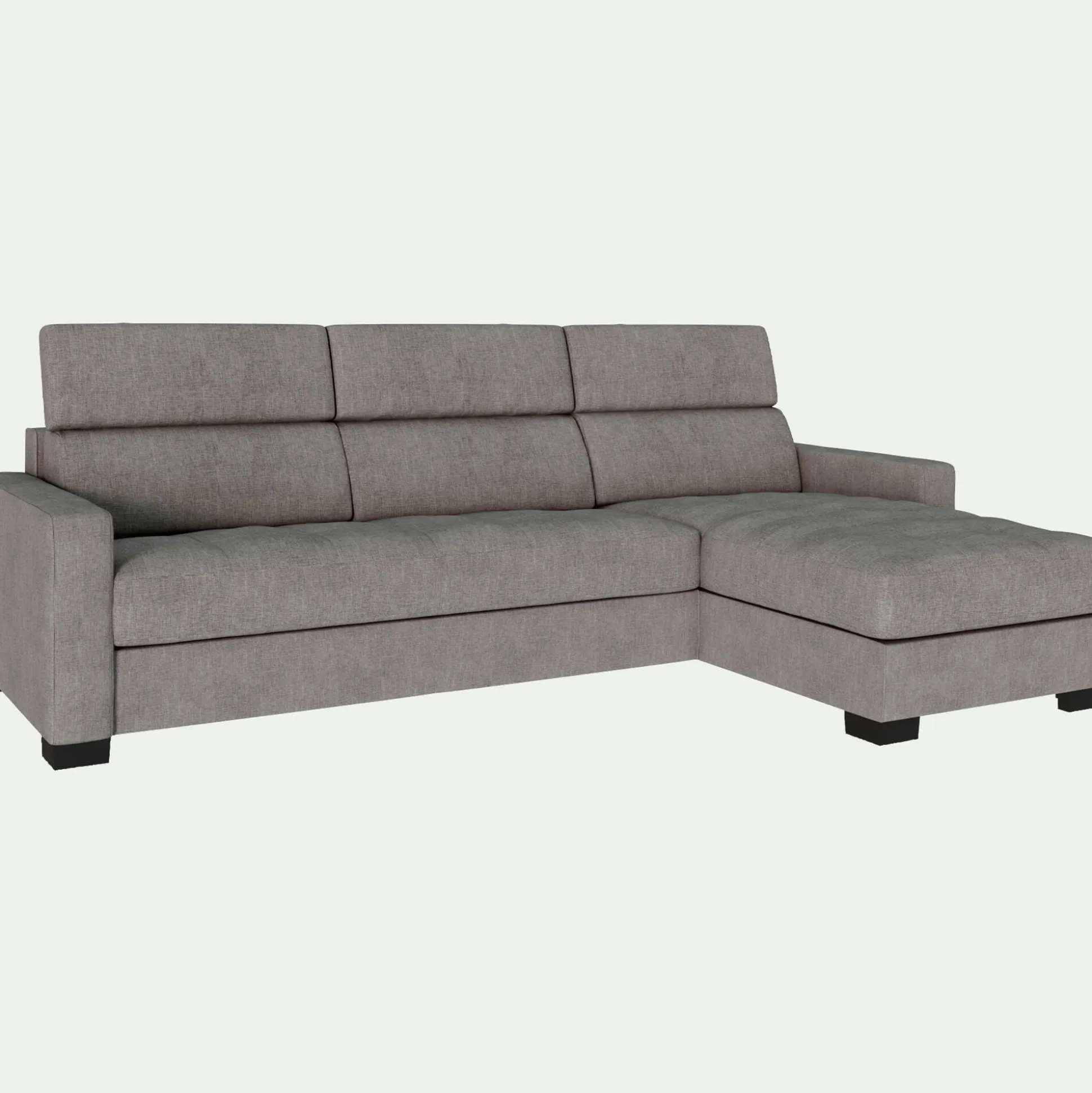 Canapé d'angle réversible convertible matelas Bultex en tissu monclar avec accoudoirs 15cm - taupe