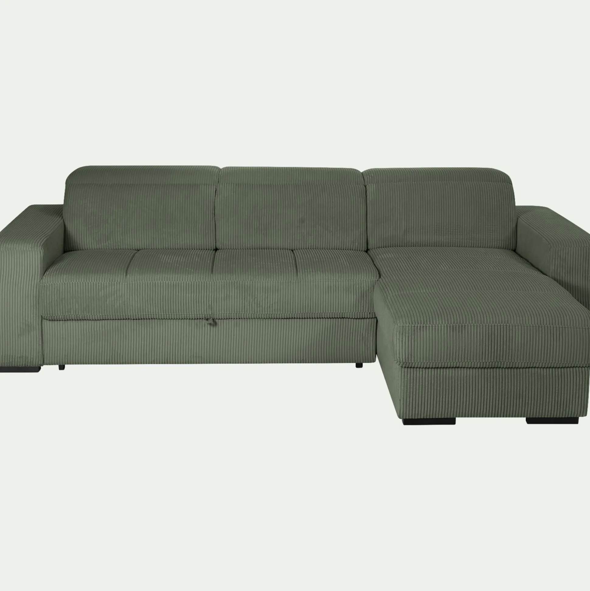 Canapé d'angle réversible convertible en tissu castello - vert cèdre