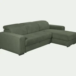 Canapé d'angle réversible convertible en tissu castello - vert cèdre