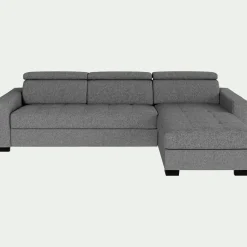 Canapé d'angle réversible convertible matelas Bultex en tissus pop avec accoudoirs 20cm - gris moyen