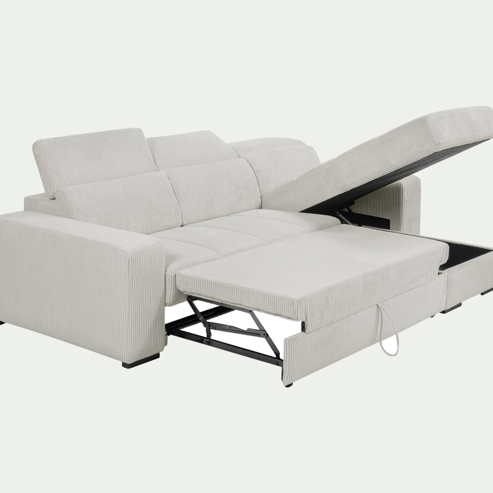 Canapé d'angle réversible convertible en tissu castello - beige roucas