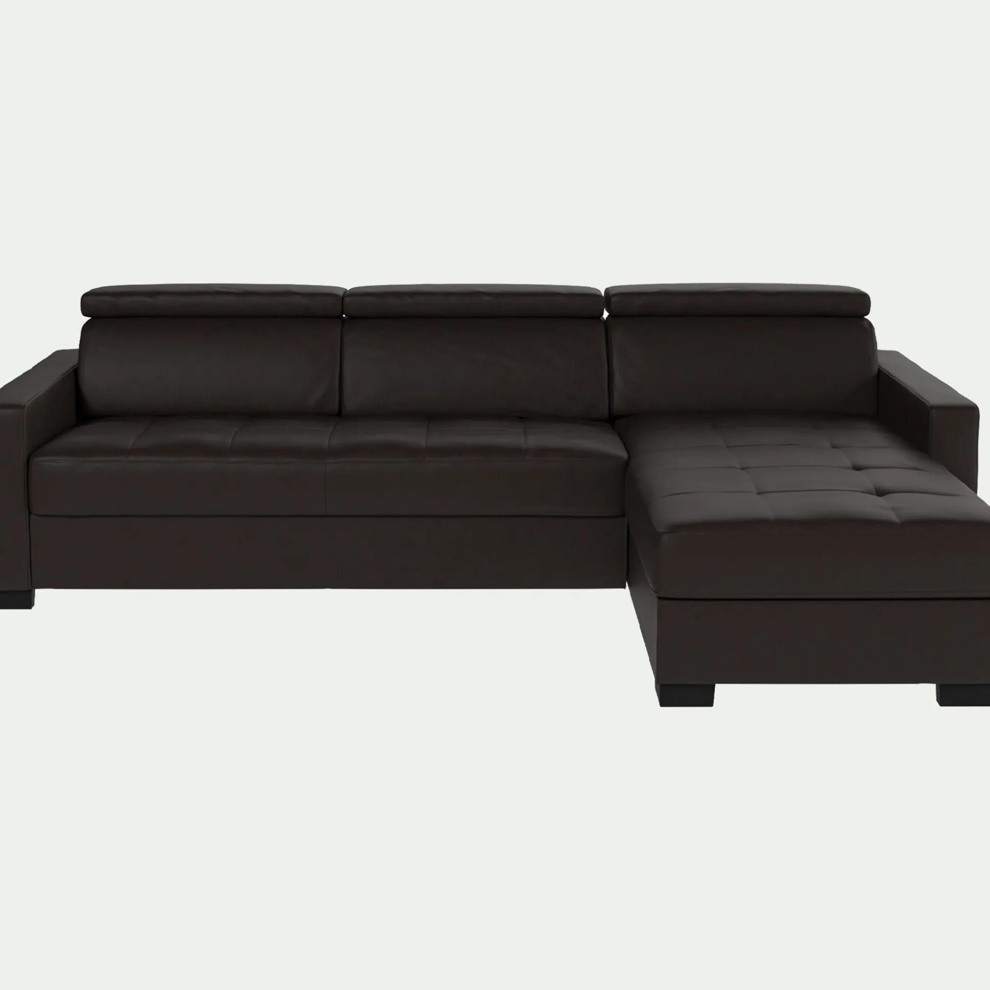 Canapé d'angle réversible convertible Bultex en cuir avec accoudoirs 15cm - marron