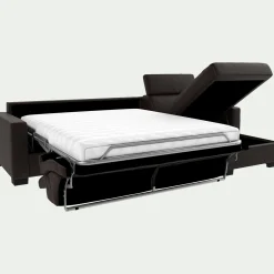 Canapé d'angle réversible convertible Bultex en cuir avec accoudoirs 15cm - marron