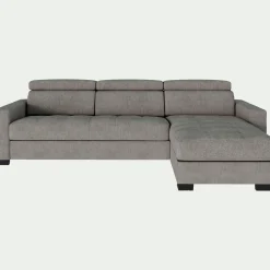 Canapé d'angle réversible convertible en tissu monclar avec accoudoirs 20cm - taupe