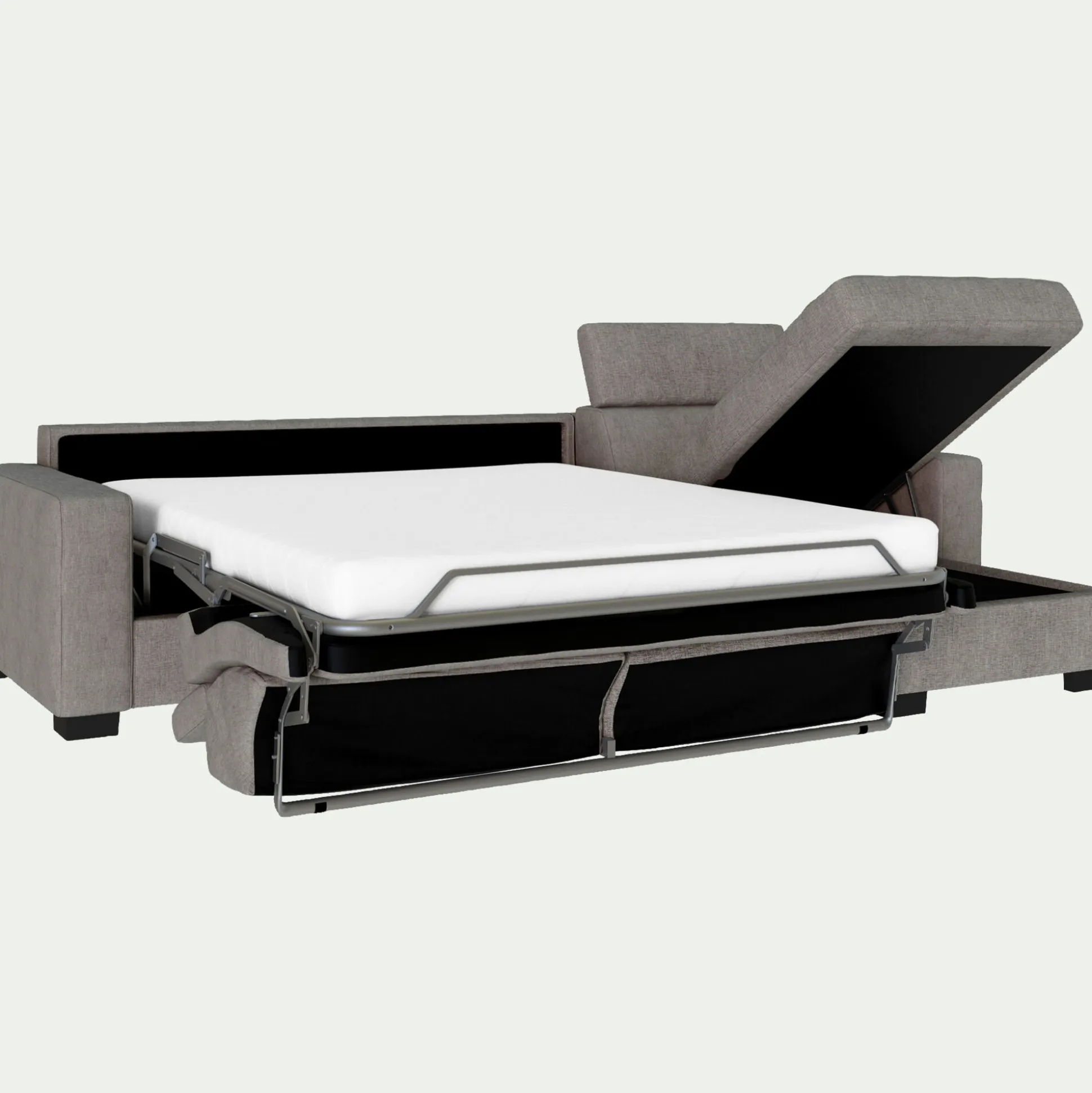 Canapé d'angle réversible convertible en tissu monclar avec accoudoirs 20cm - taupe