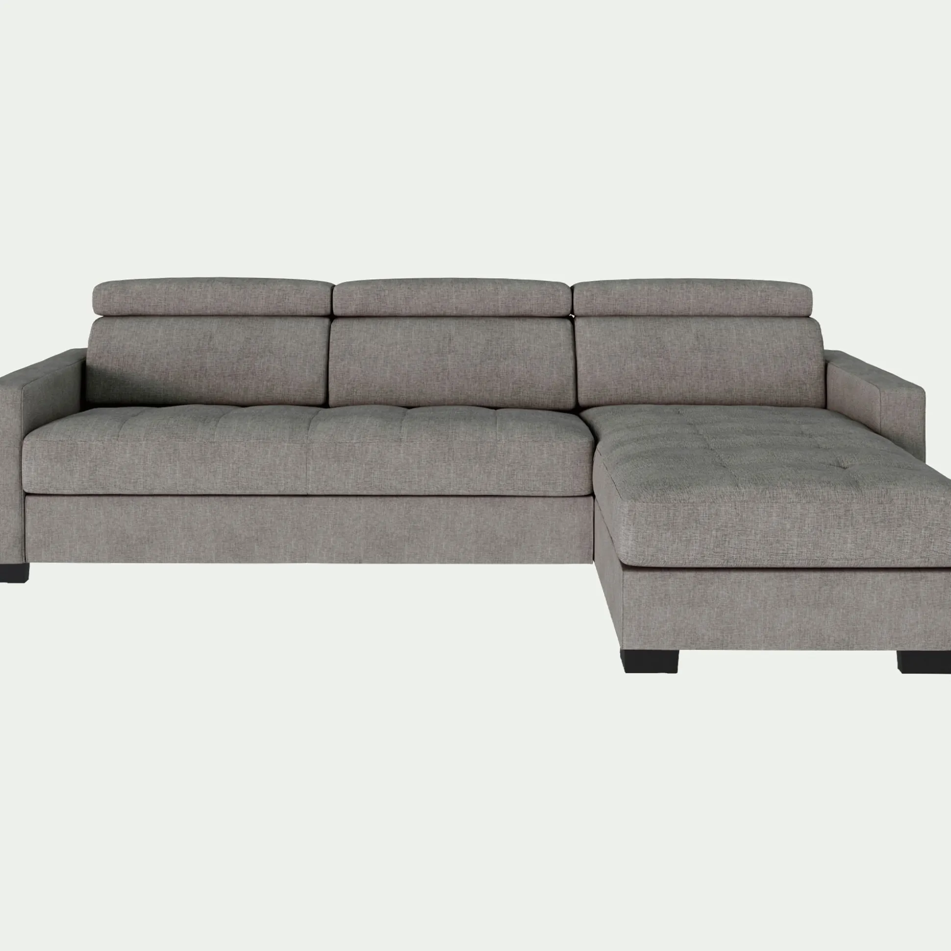 Canapé d'angle réversible convertible en tissu monclar avec accoudoirs 15cm - taupe