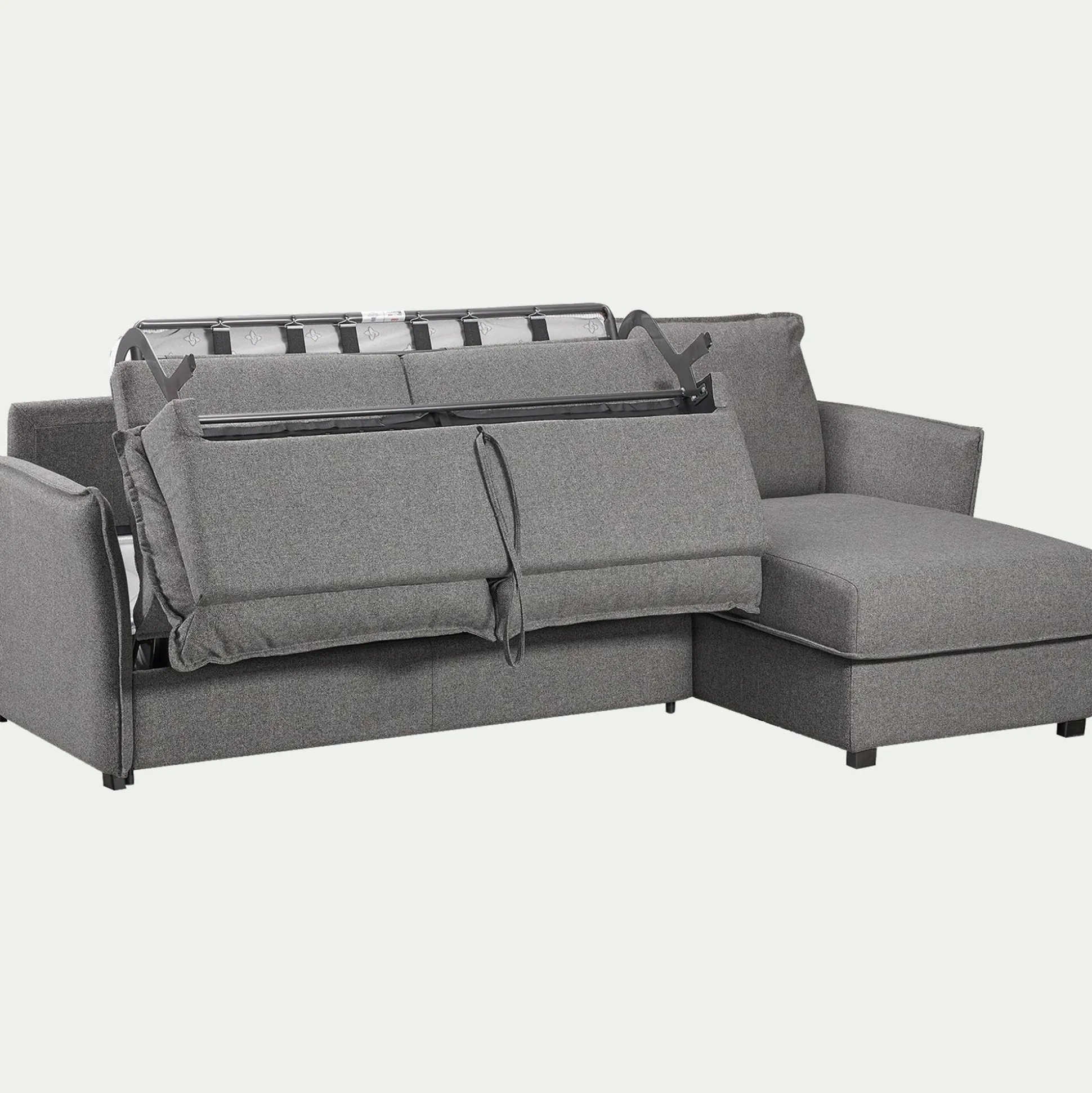 Canapé d'angle réversible convertible en tissu Sogno avec matelas densité 35kg/m3 - gris anthracite