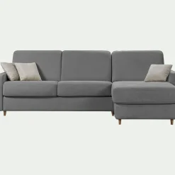 Canapé d'angle réversible convertible en tissu Stella matelas densité 25kg/m3 - gris restanque