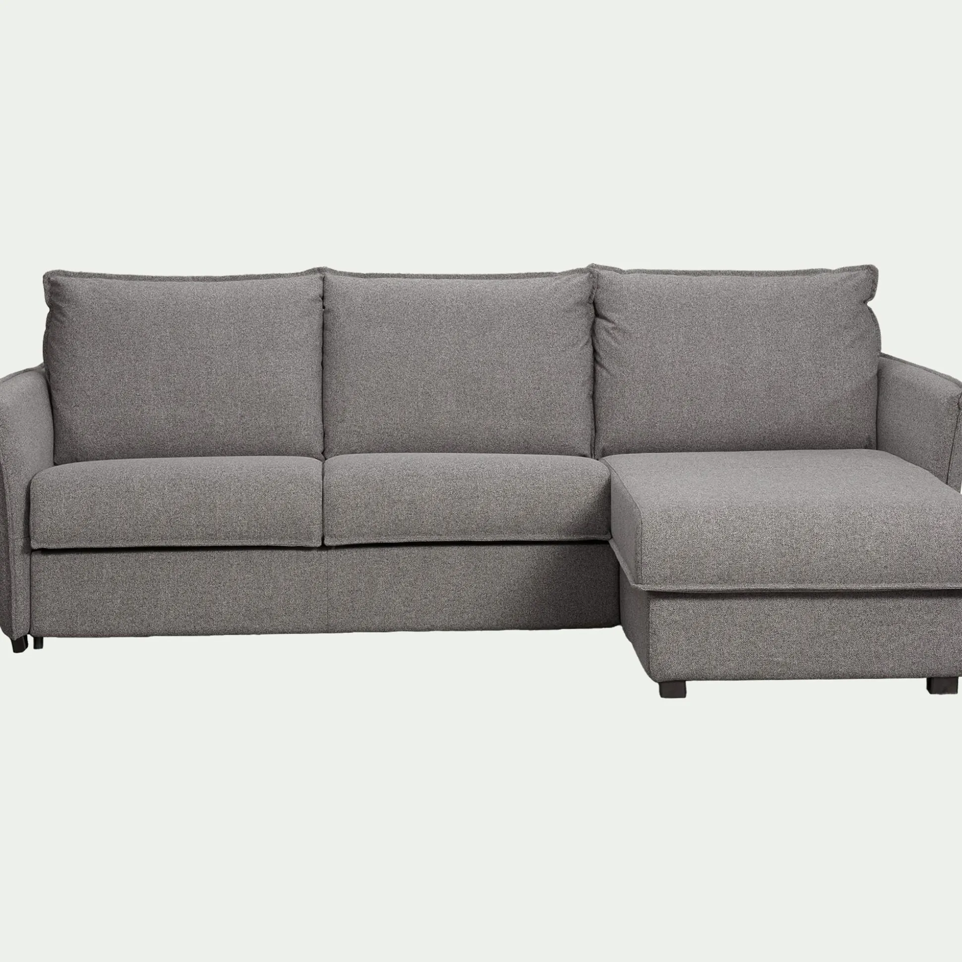 Canapé d'angle réversible convertible en tissu Stella avec matelas densité 25kg/m3 - gris anthracite