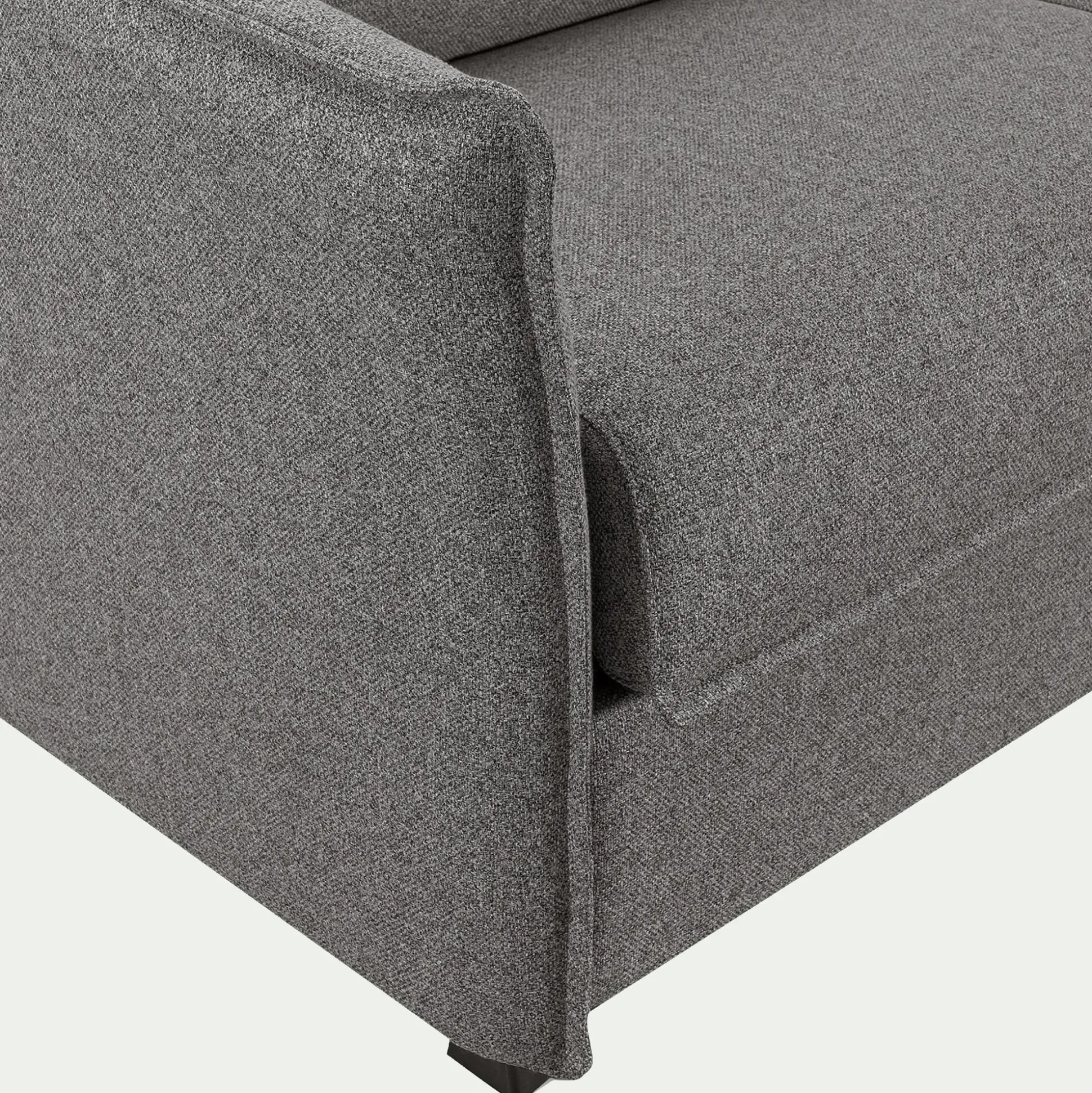 Canapé d'angle réversible convertible en tissu Stella avec matelas densité 25kg/m3 - gris anthracite