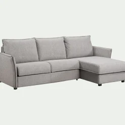 Canapé d'angle réversible convertible en tissu Stella avec matelas densité 25kg/m3 - gris moyen