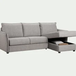 Canapé d'angle réversible convertible en tissu Stella avec matelas densité 25kg/m3 - gris moyen