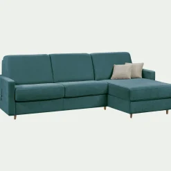 Canapé d'angle réversible convertible en tissu Stella matelas densité 25kg/m3 - bleu