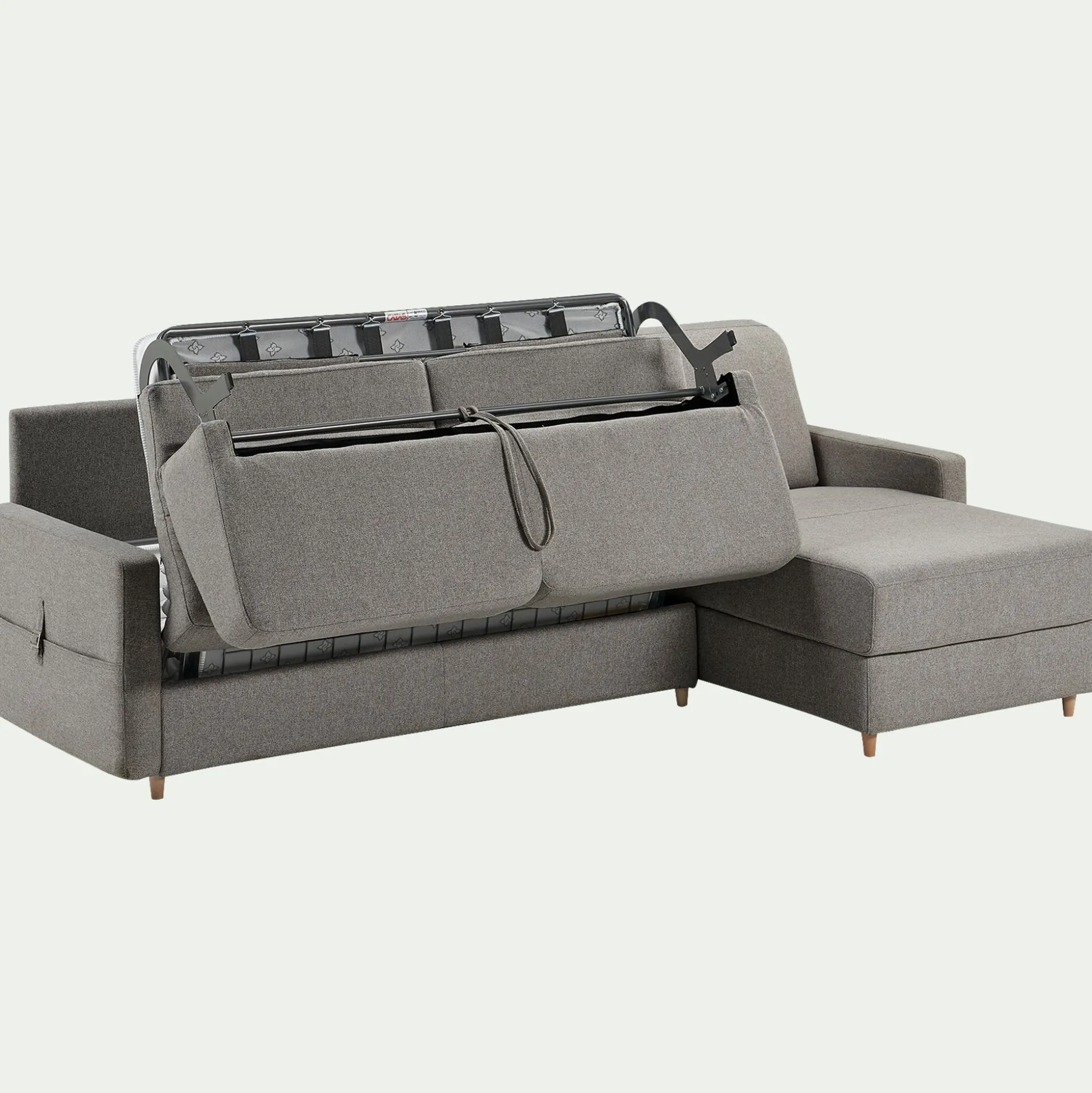 Canapé d'angle réversible convertible en tissu matelas densité 35kg/m3 - gris