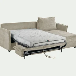 Canapé d'angle réversible convertible en tissu avec matelas densité 25kg/m3 - beige roucas
