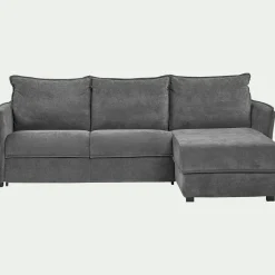Canapé d'angle réversible convertible en tissu avec matelas densité 35kg/m3 - gris