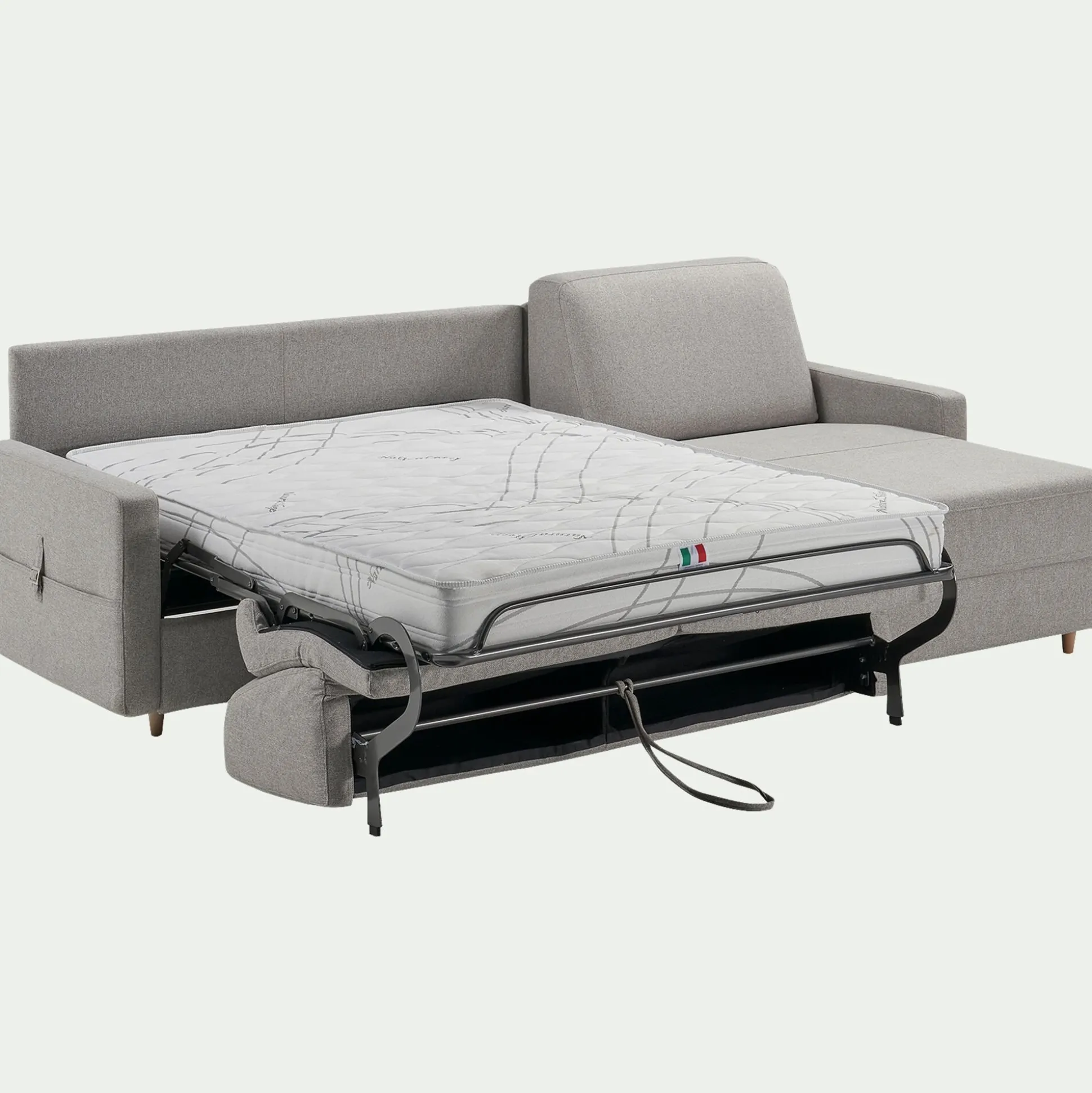 Canapé d'angle réversible convertible en tissu matelas densité 25kg/m3 - gris borie