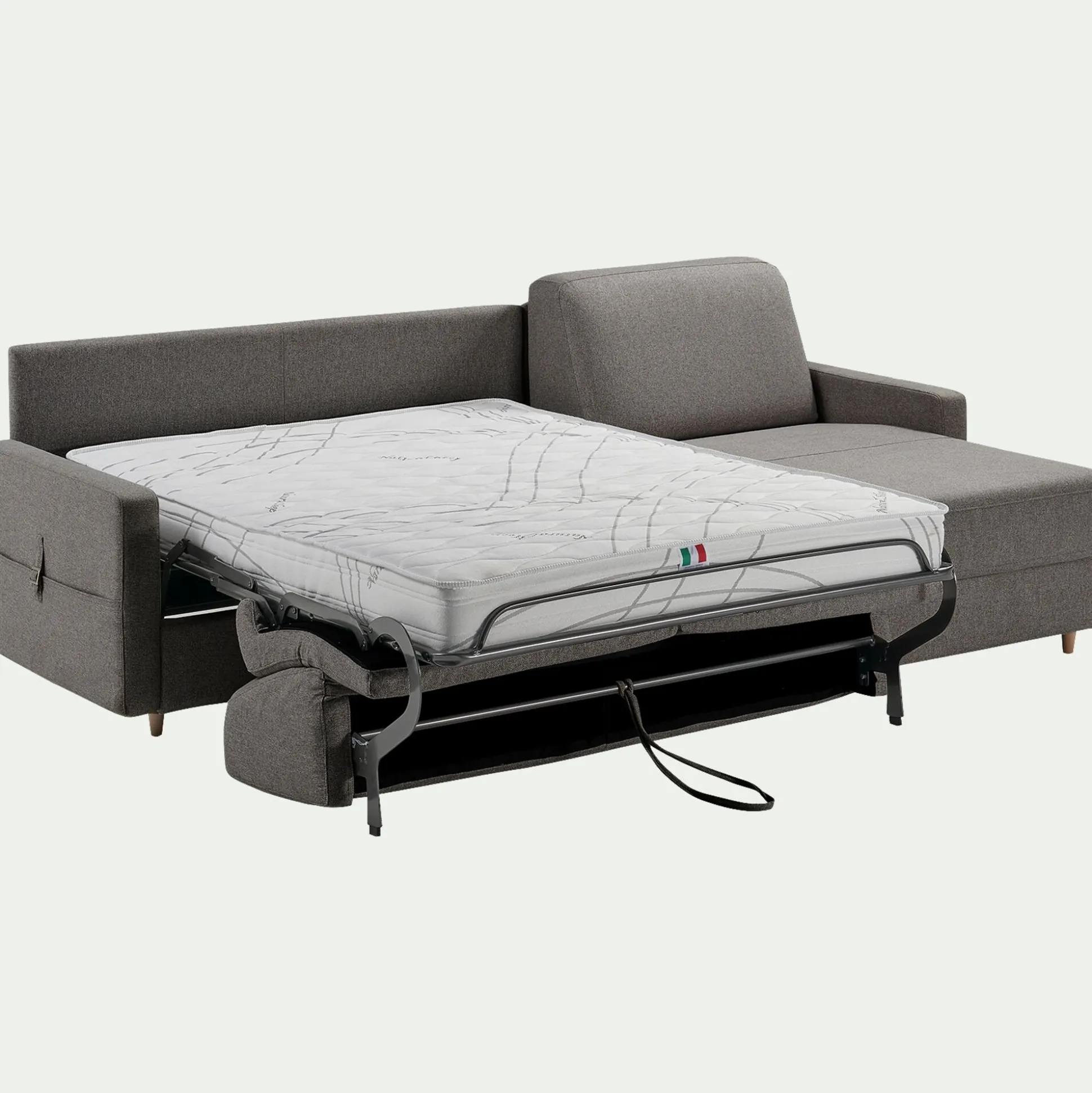 Canapé d'angle réversible convertible en tissu matelas densité 35kg/m3 - gris