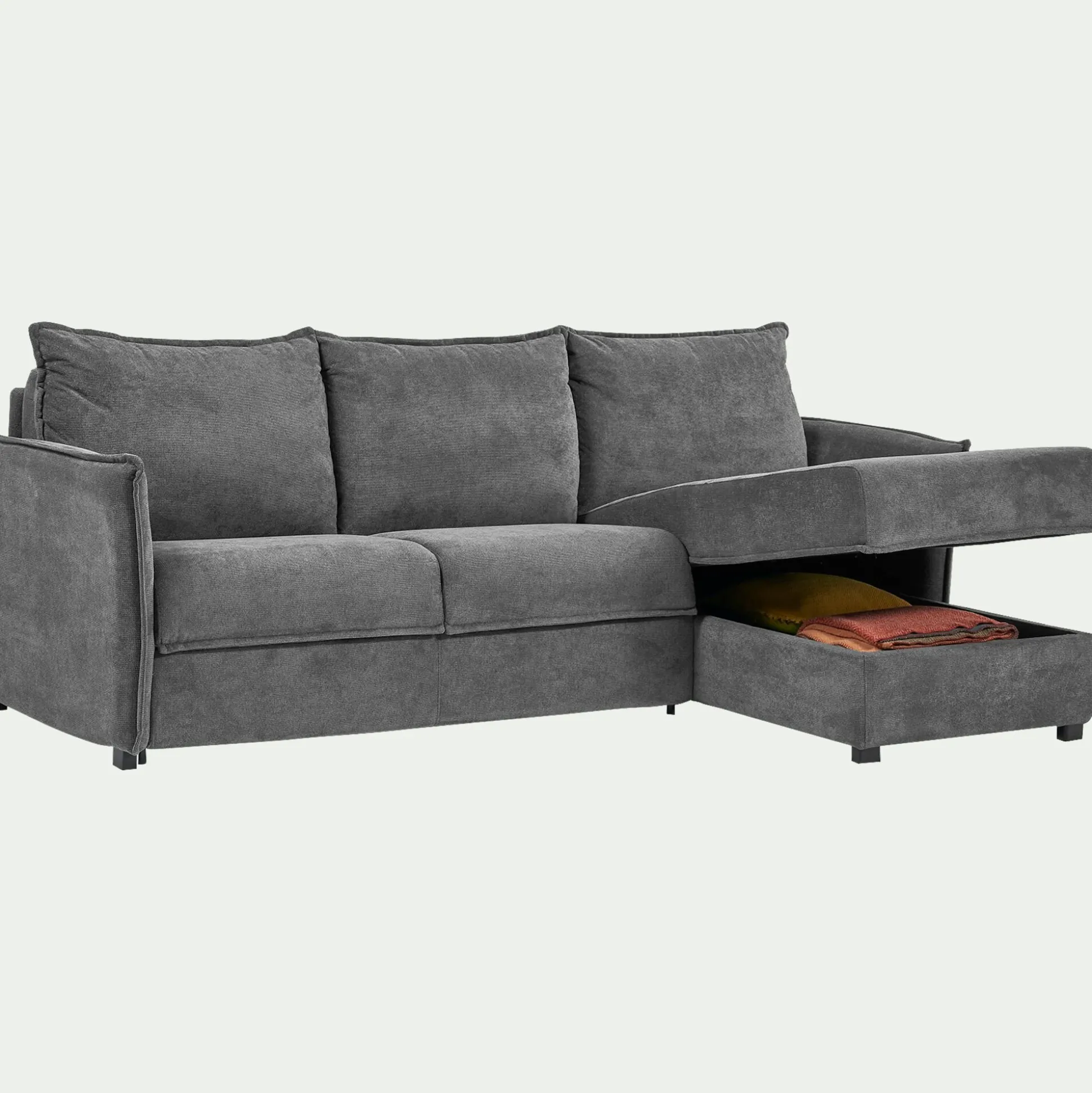 Canapé d'angle réversible convertible en tissu avec matelas densité 25kg/m3 - gris restanque