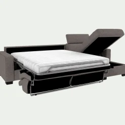 Canapé d'angle réversible convertible matelas Bultex en tissus pop avec accoudoirs 20cm - taupe