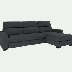 Canapé d'angle réversible convertible matelas Bultex en tissus pop avec accoudoirs 20cm - gris anthracite