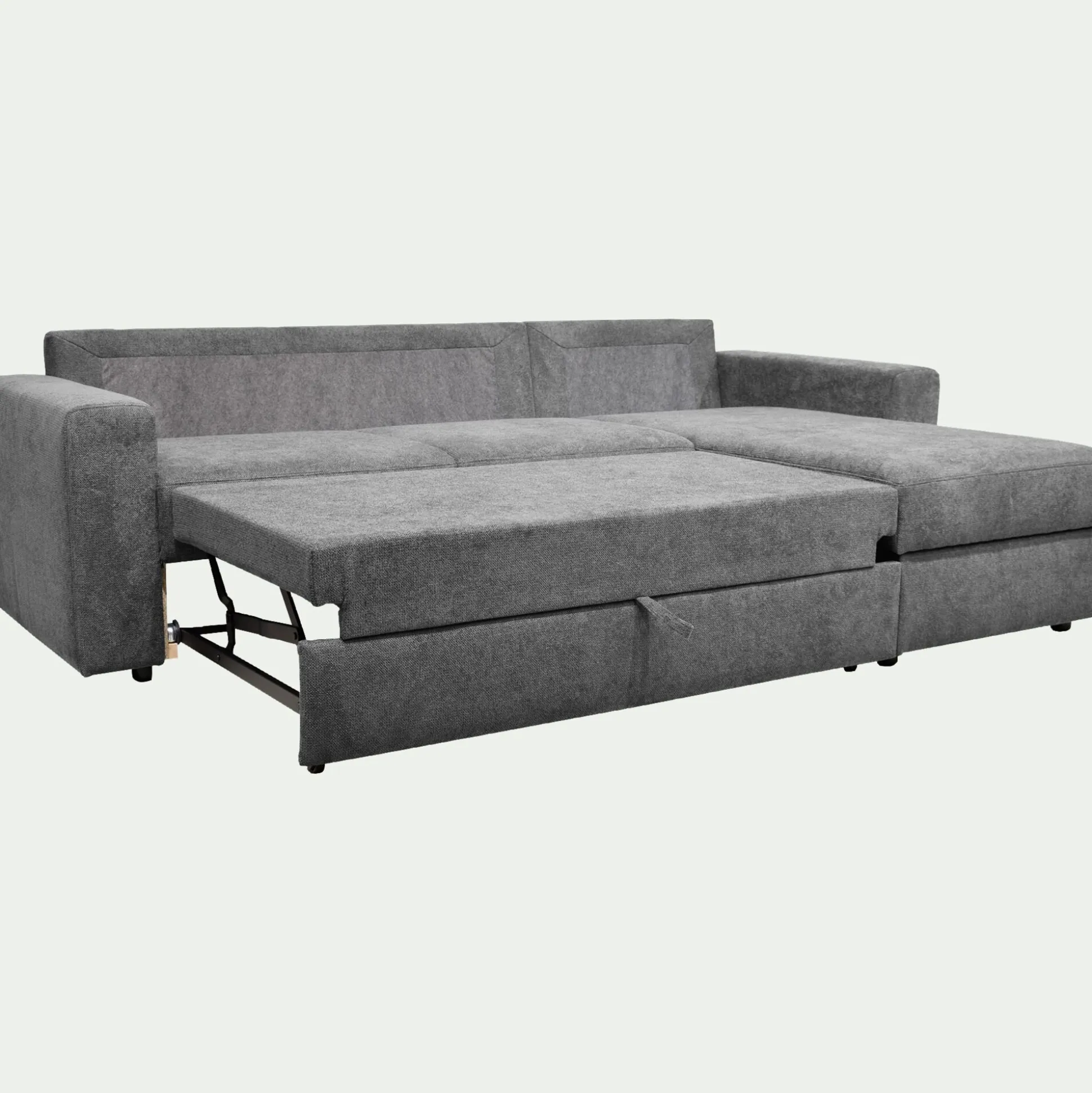 Canapé d'angle réversible convertible en tissu tramé - gris restanque