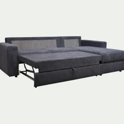 Canapé d'angle réversible convertible en tissu tramé - bleu calabrun