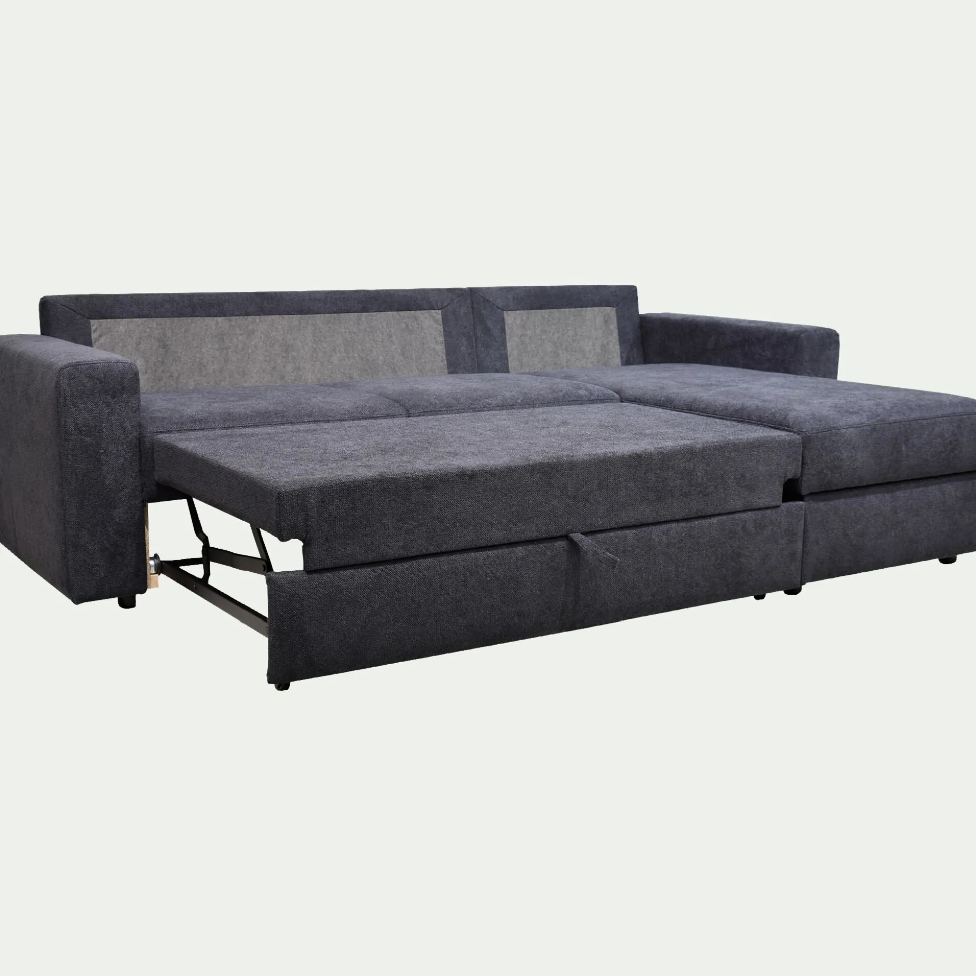 Canapé d'angle réversible convertible en tissu tramé - bleu calabrun