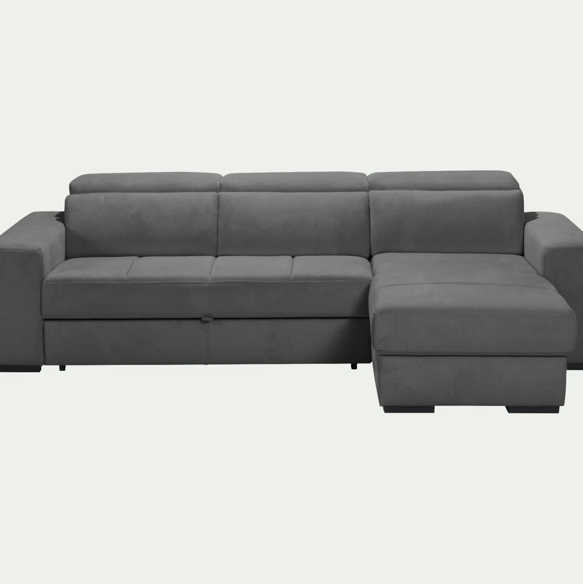Canapé d'angle réversible convertible en tissu - gris moyen