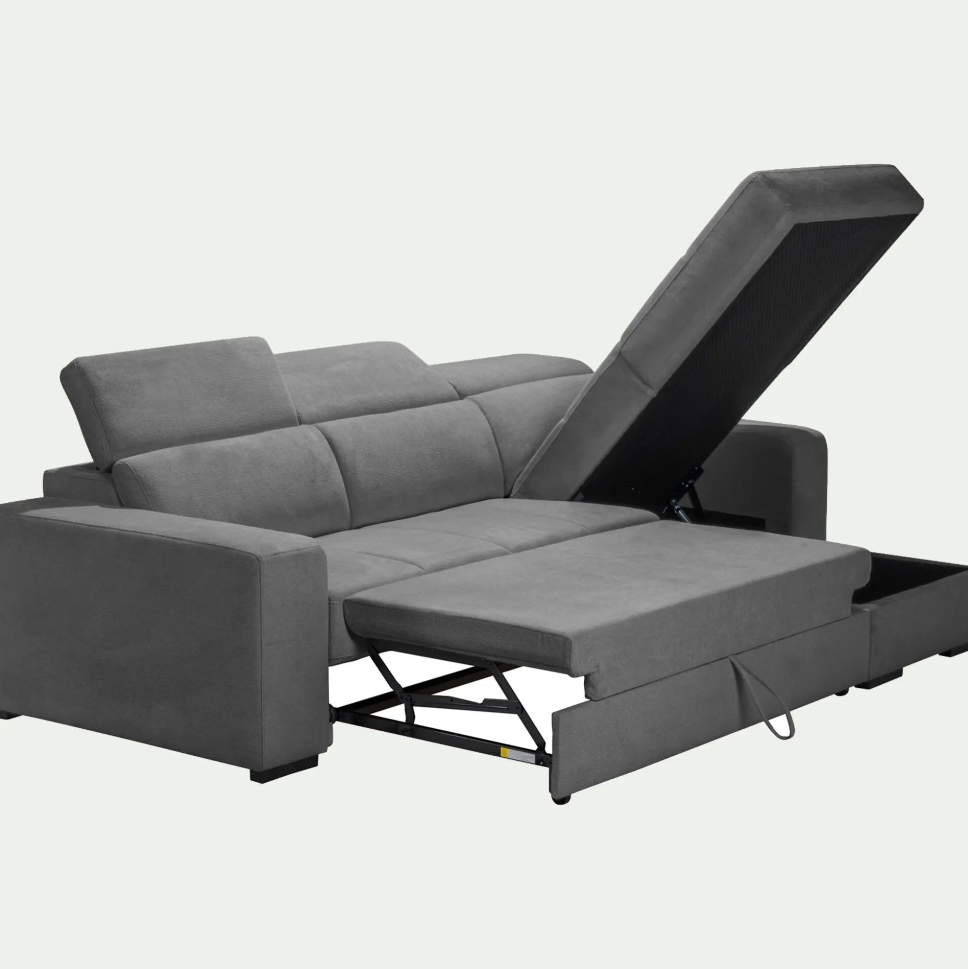 Canapé d'angle réversible convertible en tissu - gris moyen
