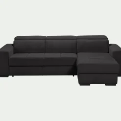 Canapé d'angle réversible convertible en tissu - gris ardoise
