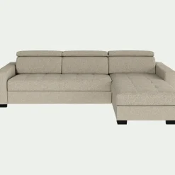 Canapé d'angle réversible fixe en tissu pop avec accoudoirs 20cm - beige