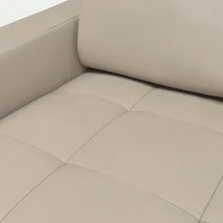 Canapé d'angle réversible fixe en cuir de buffle avec accoudoirs 15cm - beige
