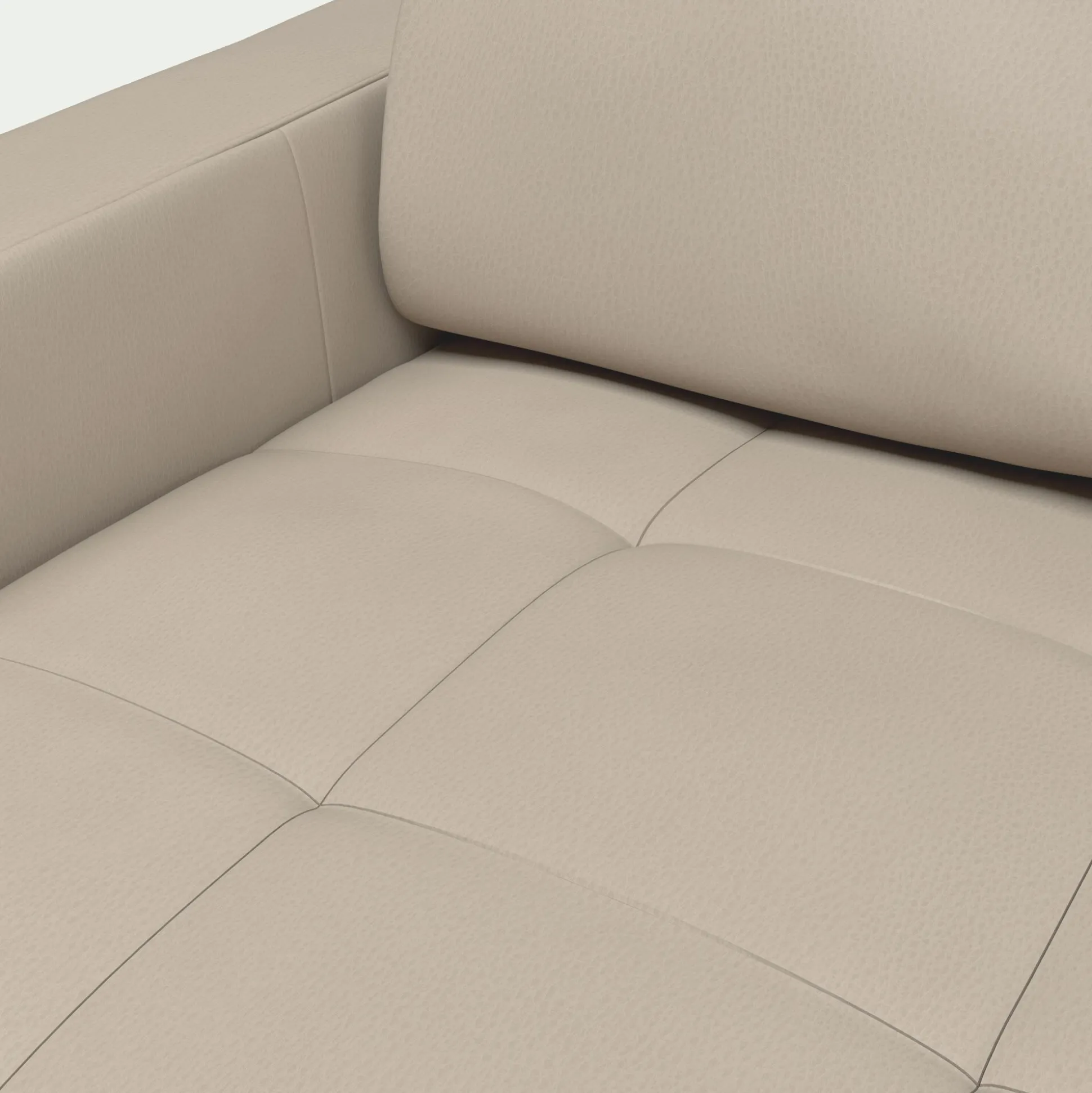 Canapé d'angle réversible fixe en cuir de buffle avec accoudoirs 15cm - beige