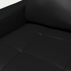 Canapé d'angle réversible fixe en cuir de buffle avec accoudoirs 15cm - noir