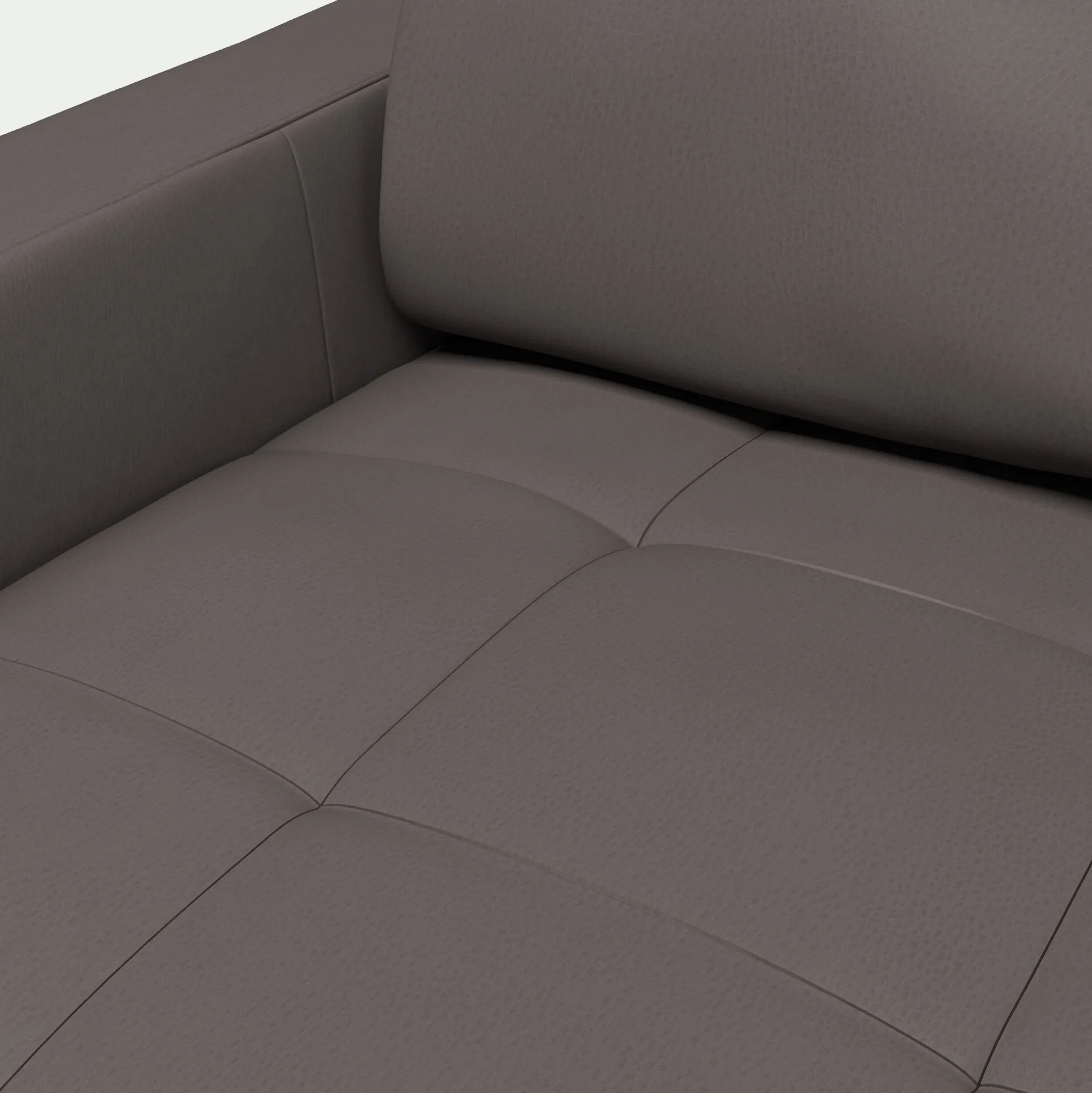 Canapé d'angle réversible fixe en cuir de buffle avec accoudoirs 20cm - taupe