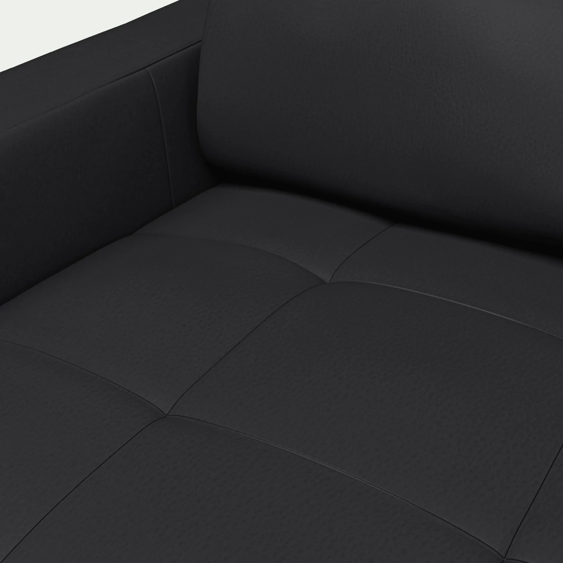 Canapé d'angle réversible fixe en cuir de buffle avec accoudoirs 20cm - brun terre d'ombre