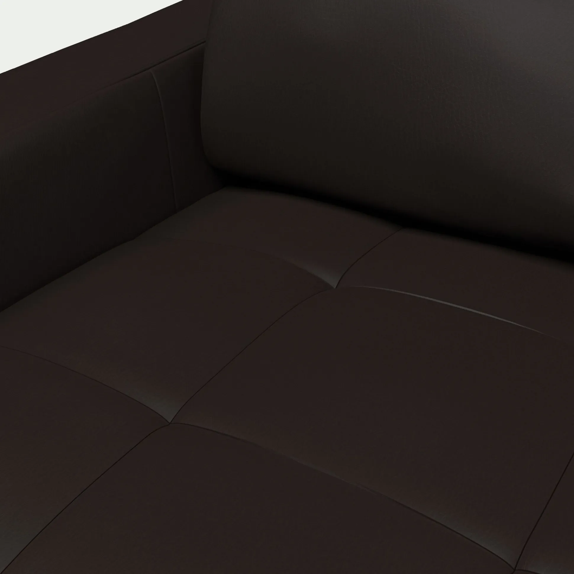 Canapé d'angle réversible fixe en cuir de buffle avec accoudoirs 20cm - marron