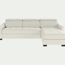 Canapé d'angle réversible fixe en cuir de buffle avec accoudoirs 15cm - blanc