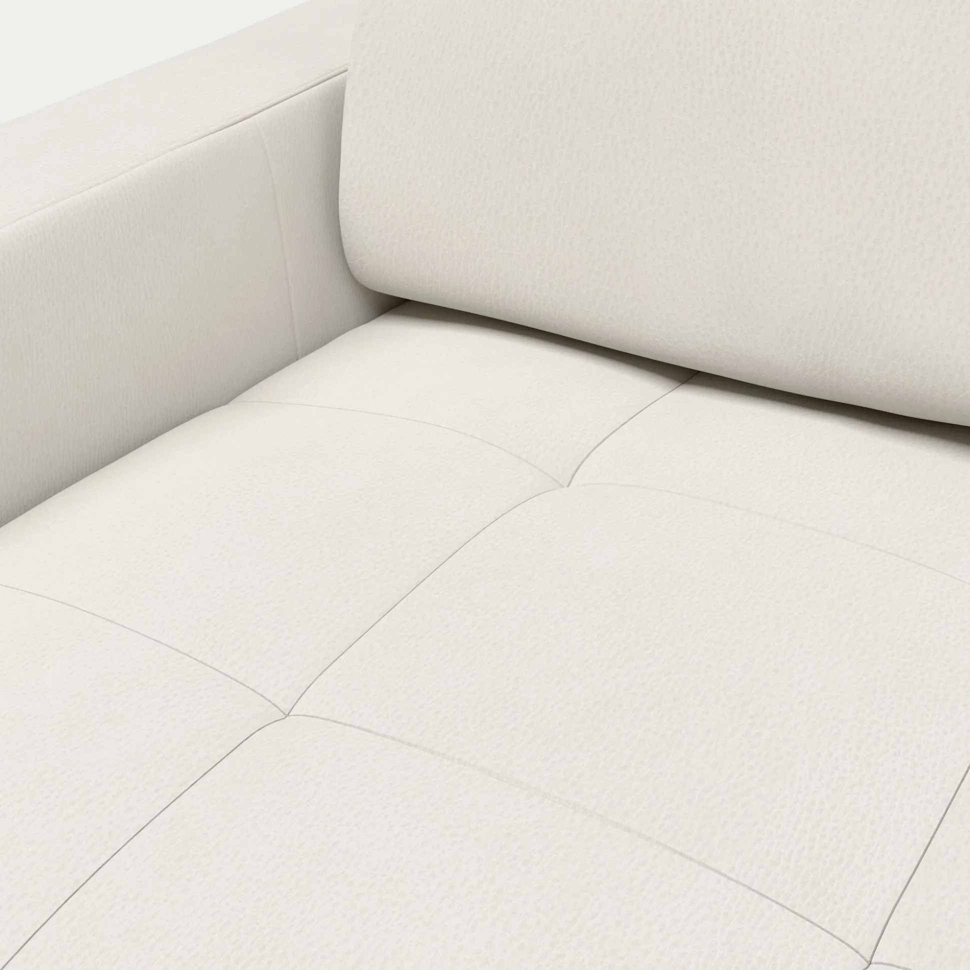 Canapé d'angle réversible fixe en cuir de buffle avec accoudoirs 15cm - blanc