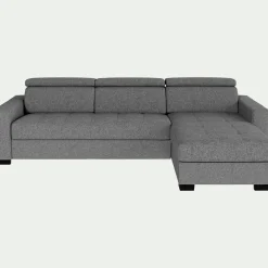 Canapé d'angle réversible fixe en tissu pop avec accoudoirs 20cm - gris moyen