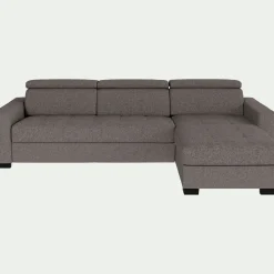 Canapé d'angle réversible fixe en tissu pop avec accoudoirs 20cm - taupe