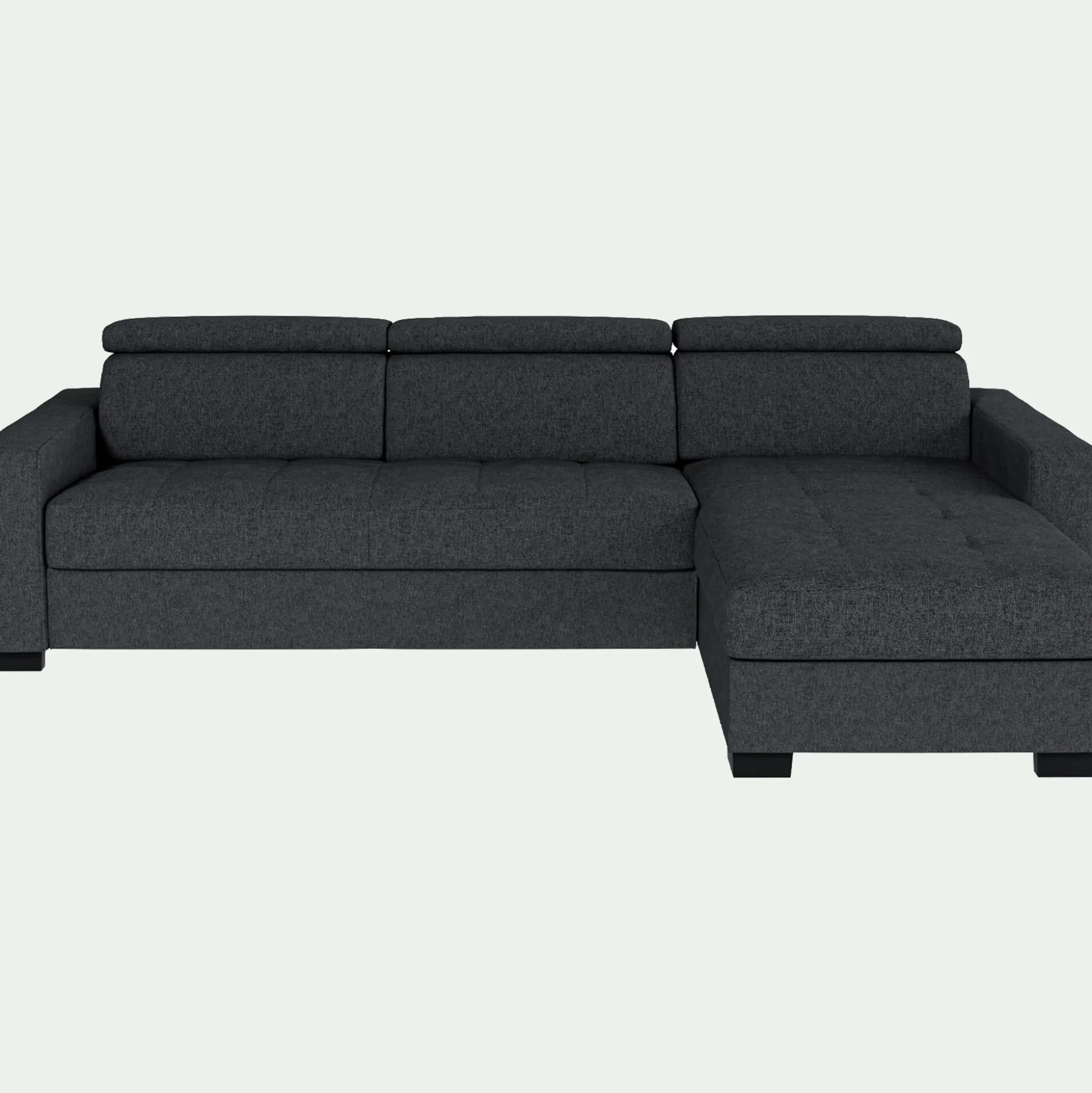 Canapé d'angle réversible fixe en tissu pop avec accoudoirs 20cm - gris anthracite