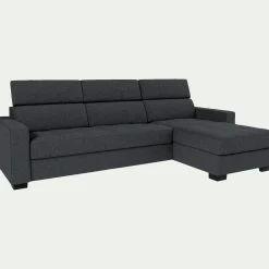 Canapé d'angle réversible fixe en tissu pop avec accoudoirs 20cm - gris anthracite