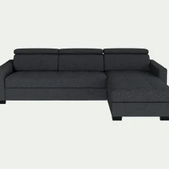 Canapé d'angle réversible fixe en tissu avec accoudoirs 15cm - gris anthracite