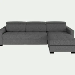Canapé d'angle réversible fixe en tissu pop avec accoudoirs 15cm - gris moyen