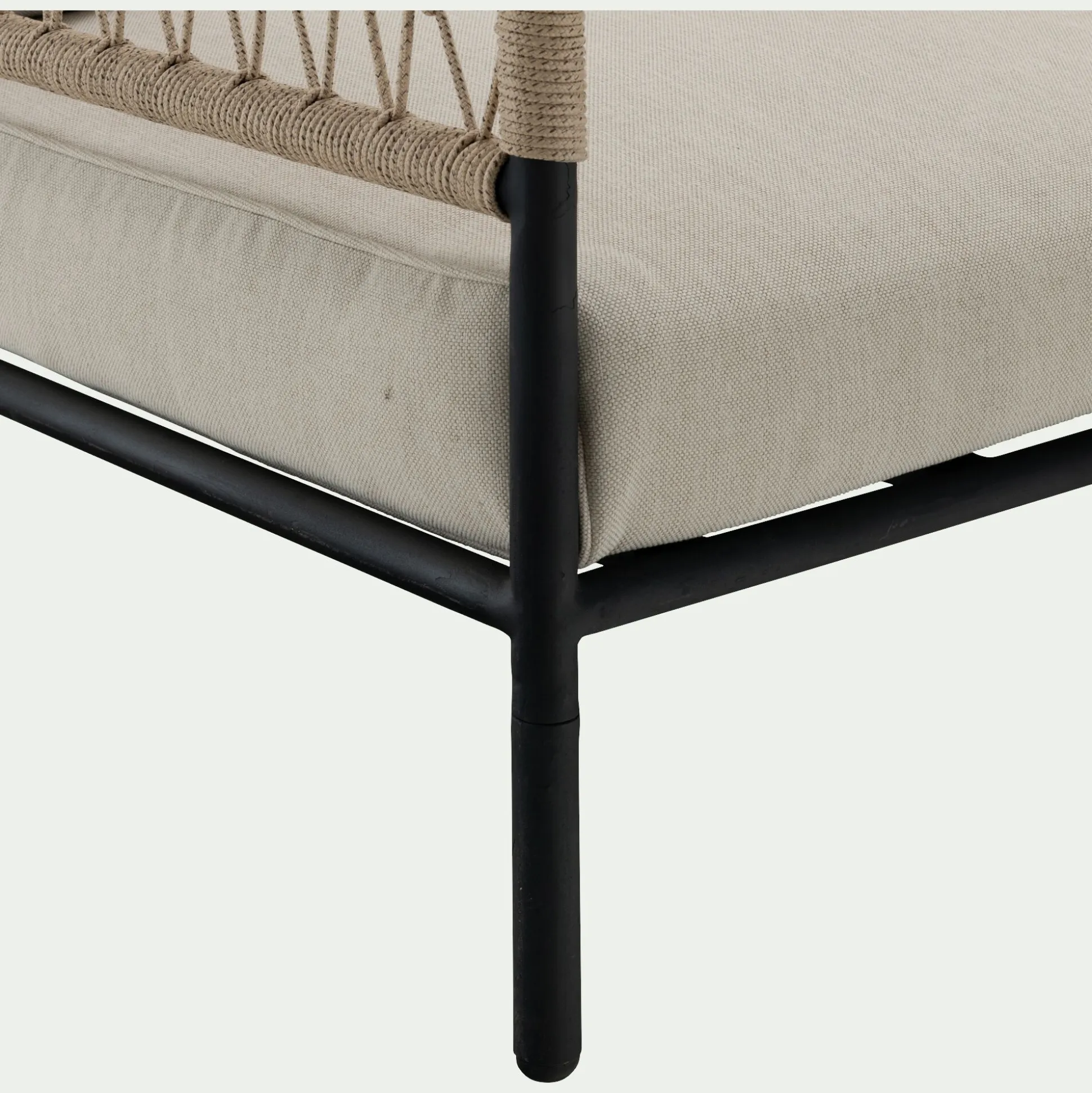 Canapé de jardin en acier et corde - beige (2 places)