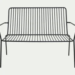 Canapé de jardin en acier - noir (2 places)